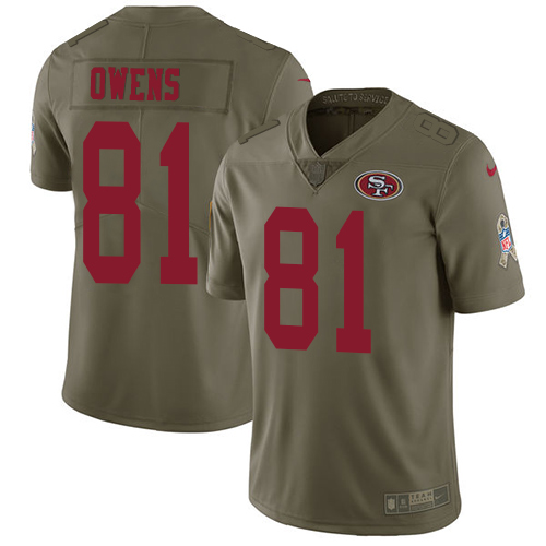 Nike 49ers #81 Terrell Owens Olive Men's Stitched NFL Limited Salute to Service Jersey